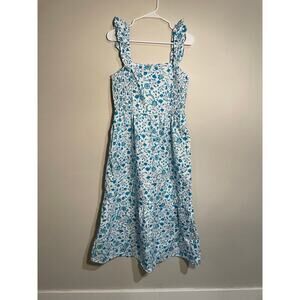 Draper‎ James Blue Paisley Print Flutter Sleeve Midi Dress